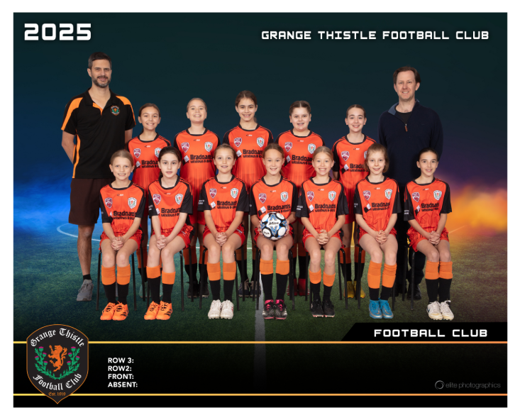 Grange Thistle team photo template — blue diamond backdrop